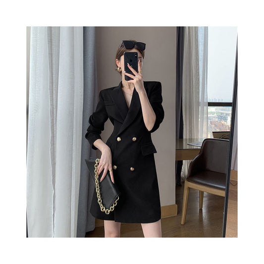 ASAYA2459 Black high-end waist slimming goddess suit dress