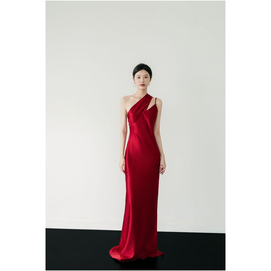 ASAYA2421 Slim Bridal Banquet Evening Red Dress