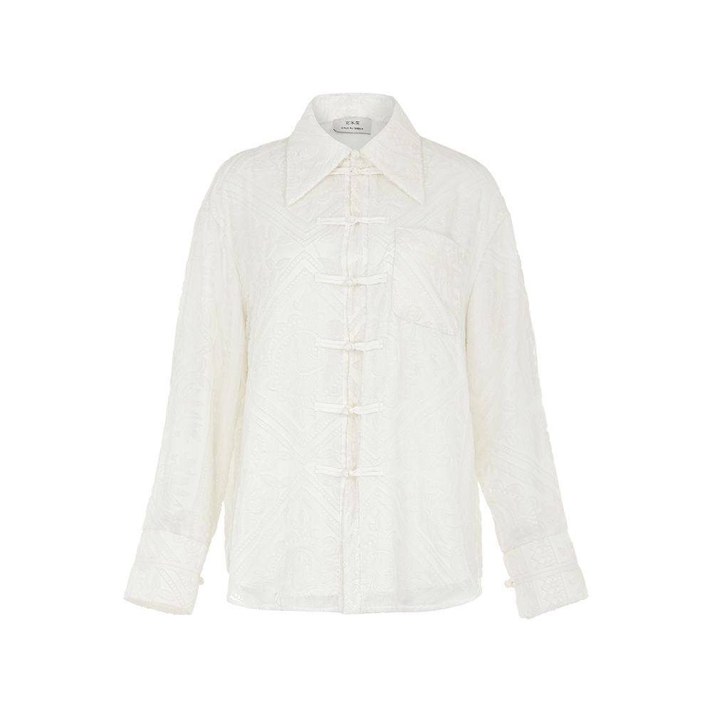 Blogger s same style flower and tree deep new Chinese style shirt jacket women s summer plate buckle velvet shirt long sleeved Tang style top image 15