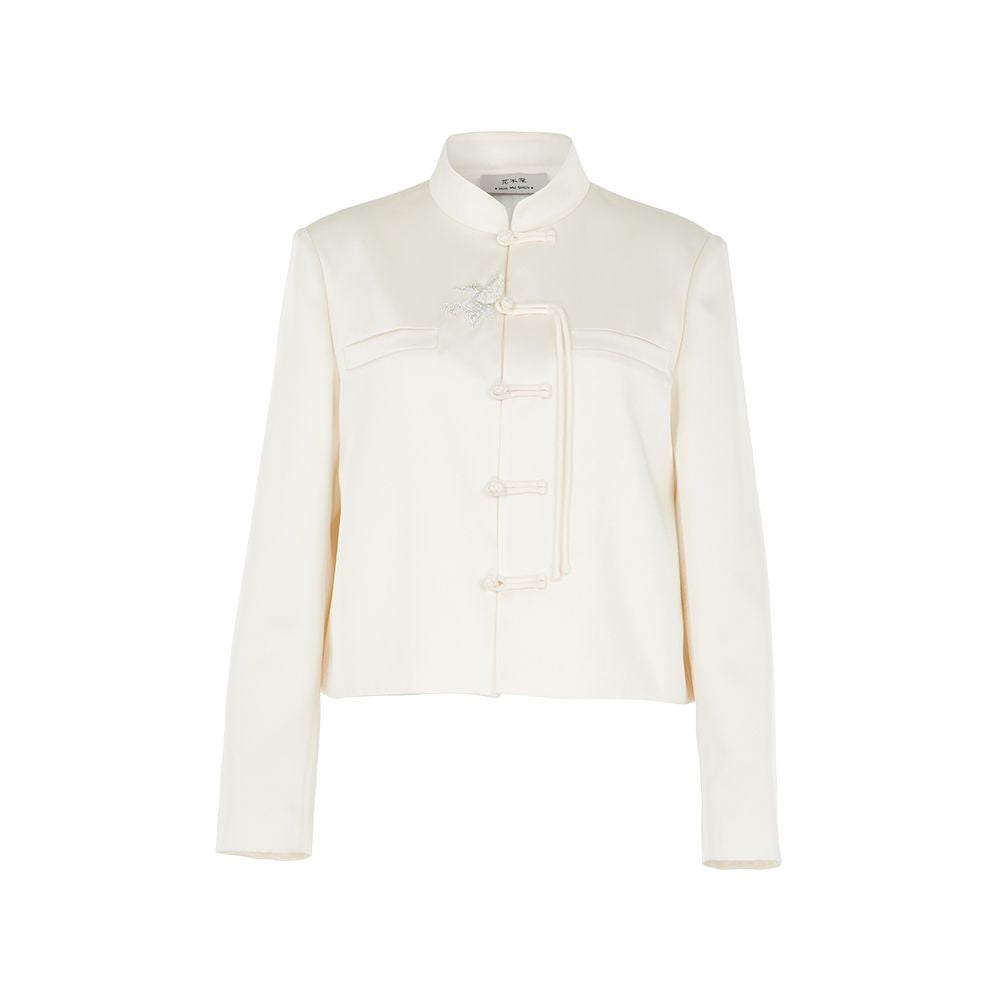 Star style deep handmade three dimensional pearl embroidered short jacket with flowers and trees new Chinese style buckle suit top for spring image 6