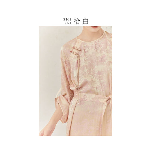 ASAYA2402 New Chinese Style Qingming River Scene National Style Jacquard Dress
