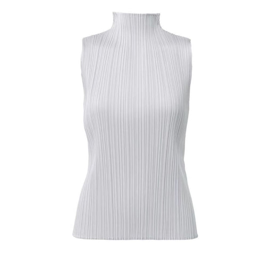 ASAYA2392 Half turtleneck pleated sleeveless top
