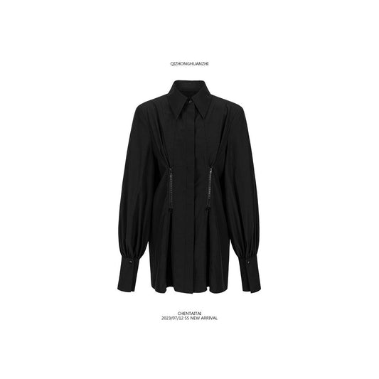 ASAYA2381 Qizong Huanzhi-Zip long-sleeved waist shirt