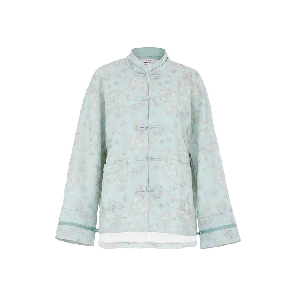 Celebrity same style flower and tree deep Chinese style Tang suit jacket jacquard tea suit women s improved stand up collar new Chinese style top image 25