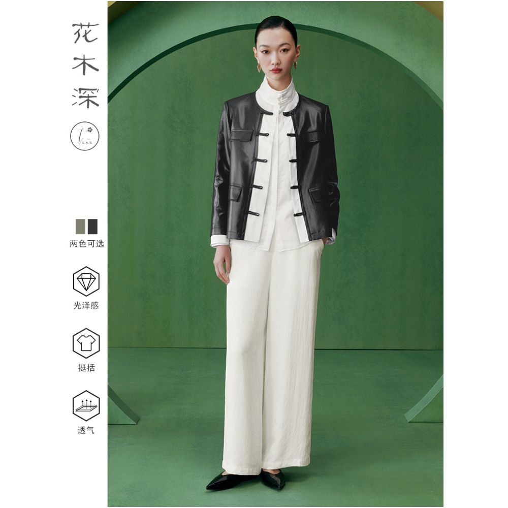 Celebrity s same style flower and tree deep new Chinese style jacket women s new casual Chinese style improved buttoned top image 5