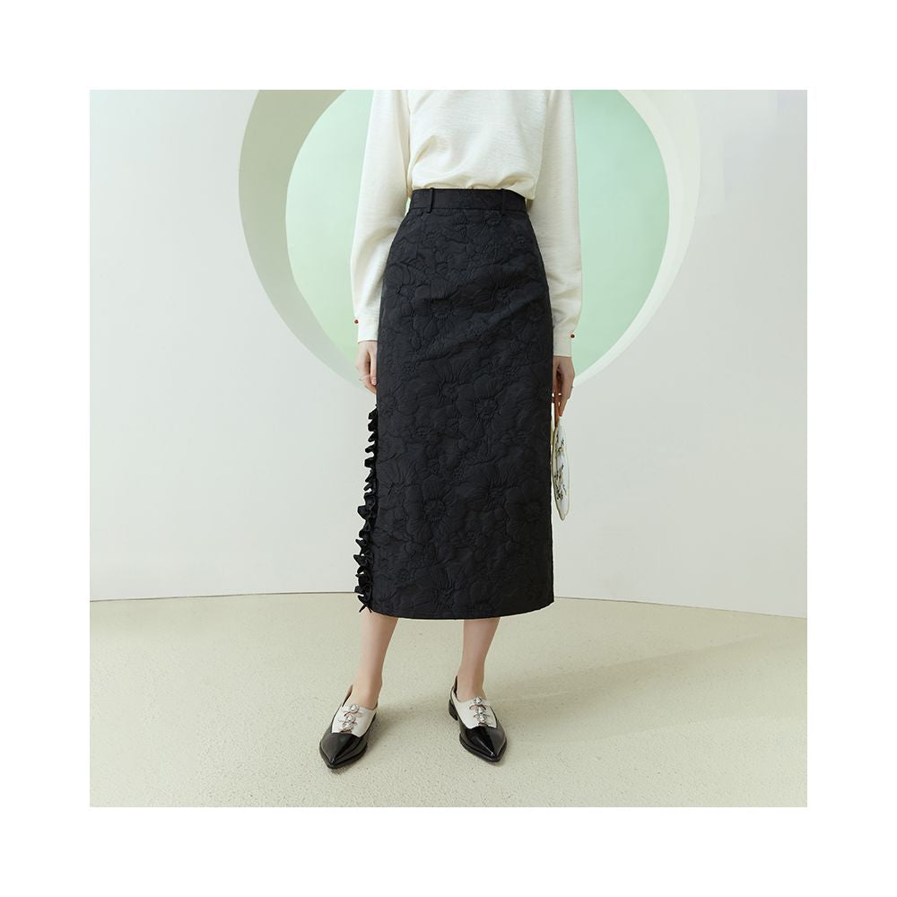 Fan Silan En New Chinese Light National Style Black Jacquard Half length Skirt for Women Spring and Autumn High Waist Split Straight Tube Skirt 1067 image 9