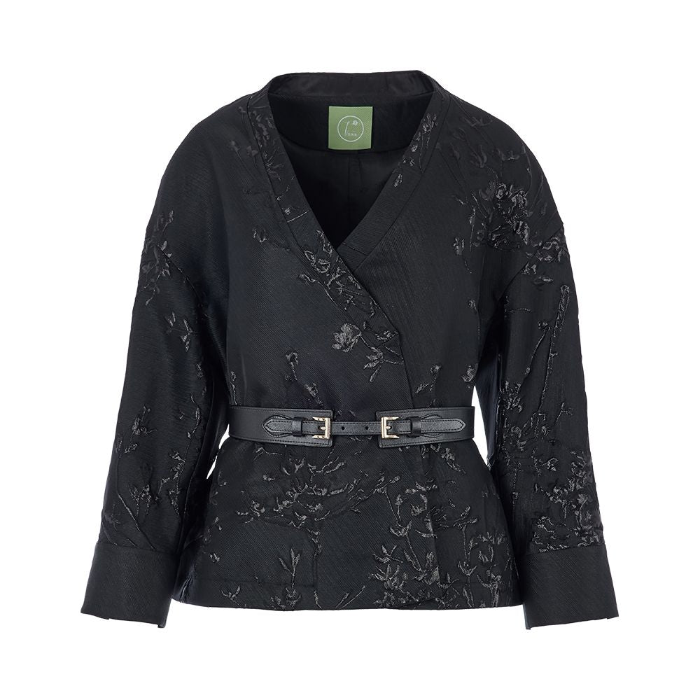 Sun Li s same style flower and tree deep Chinese style jacquard jacket for women women s short style diagonal collar new Chinese style women s clothing waist cinching top image 12