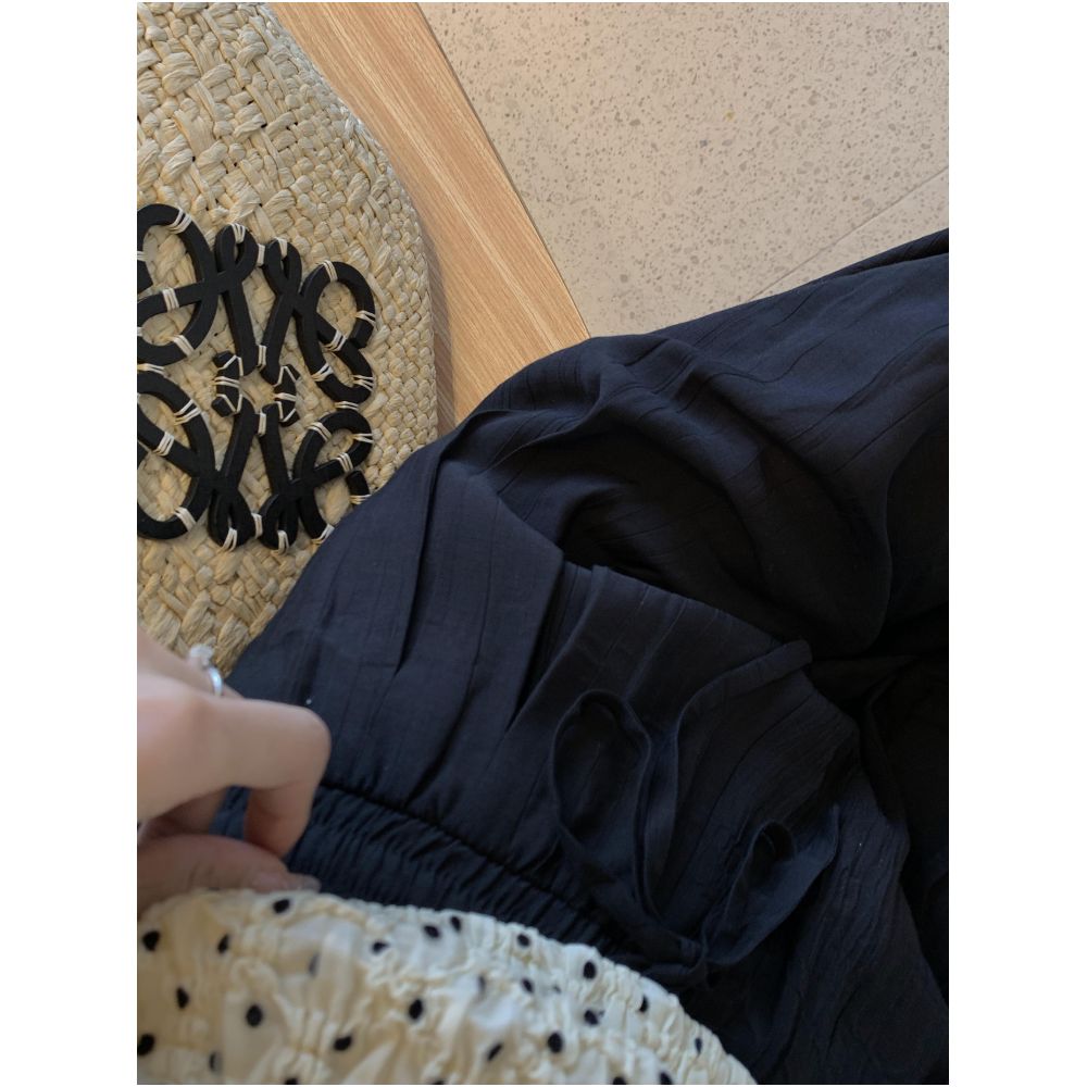Qiqi Family Green High Waist Folded Elastic Waist Wide Leg Pants 2024 Summer New Loose Leg Tight Pants for Children image 5