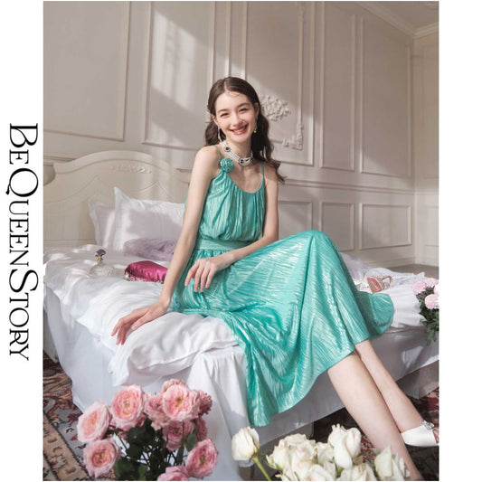 ASAYA2332 Blue Mermaid Romantic and luxurious U-neck suspender dress