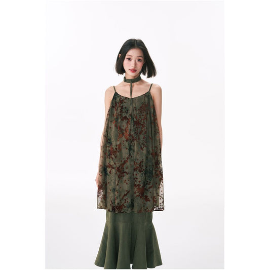 ASAYA2284 Yang Erdameng new Chinese style stitching fishtail dress