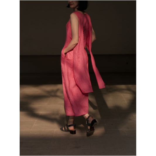 ASAYA2271 Warm Peach Pink Loose Dress