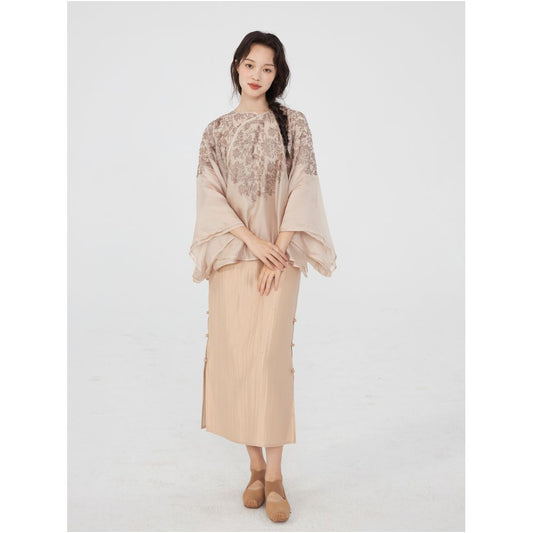 ASAYA2269 Chinese style Pearlescent classic suit bell-sleeved top/skirt