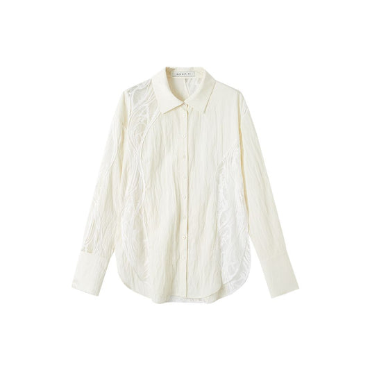 ASAYA2249 Oversized lace stitching shirt