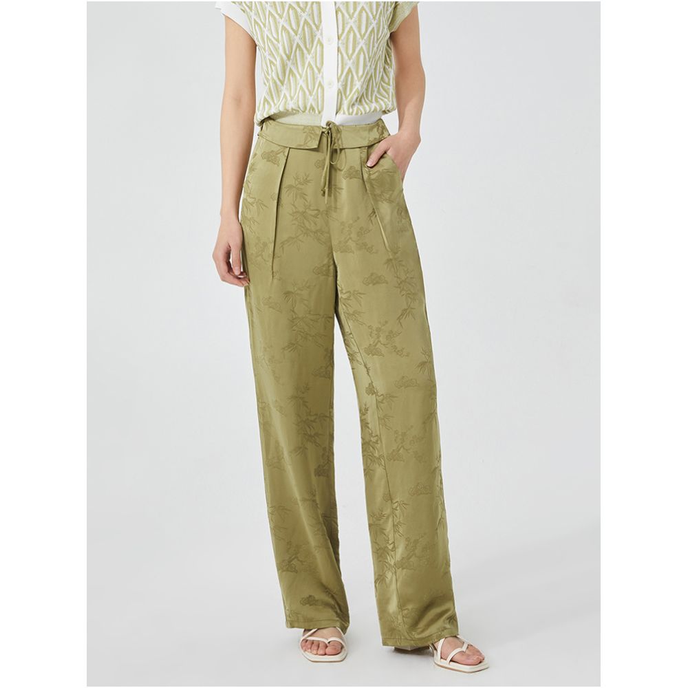 Ruyi Lianyun Spring Summer New Retro Chinese Casual Pants for Women Jacquard Lace Lotus Leaf Edge Slim and Long Pants image 1