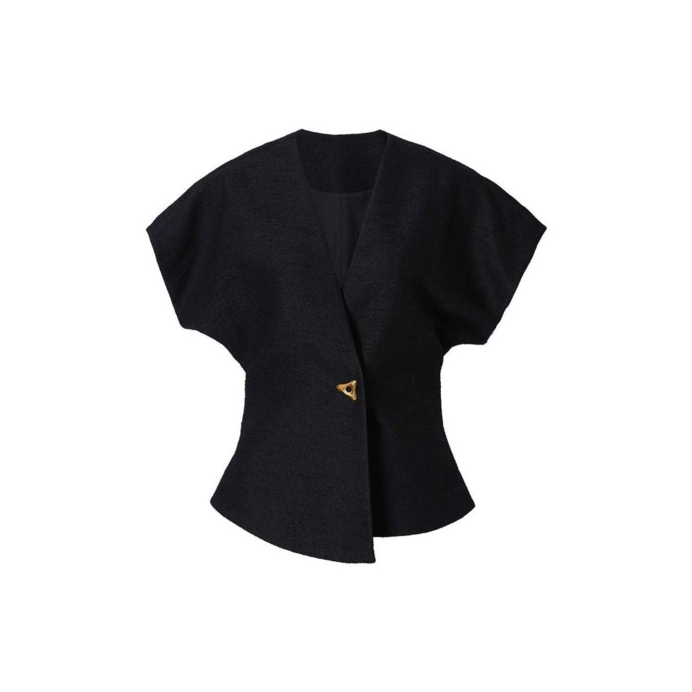 Asaya2178 : Slim waist one button asymmetrical suit sleeveless vest female