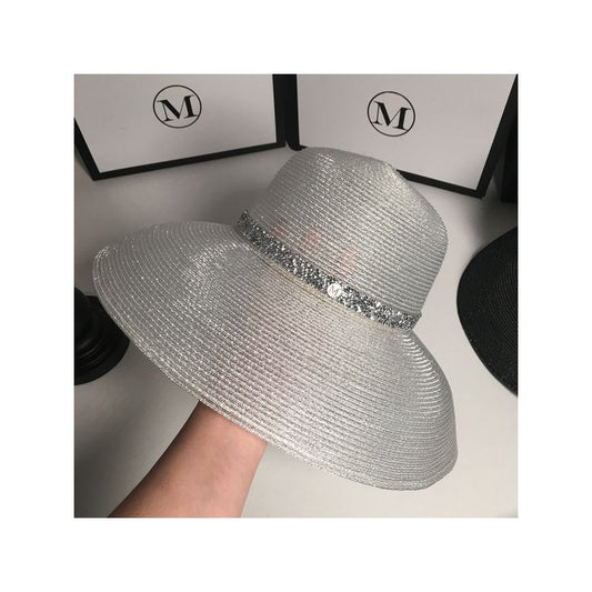 Asaya2160 : silk sun hat women's summer tide all-match foldable straw hat