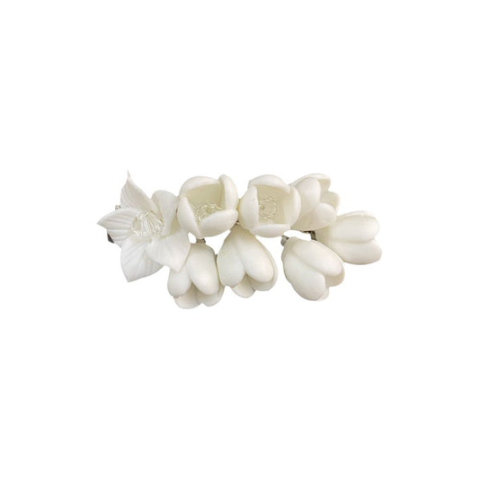 Asaya2147 : Wake up that piece of jasmine super fairy French retro ceramic flower hair clip light luxury high-end niche temperament side clip