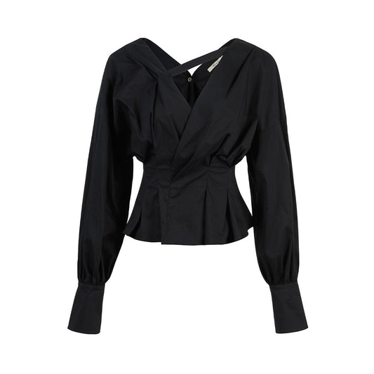 Asaya2099 : French Lantern sleeve V-neck long-sleeved shirt