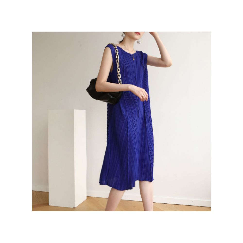 The pleated clothing manufacturer directly supplies high end pleated simple and fashionable dresses for summer style image 3