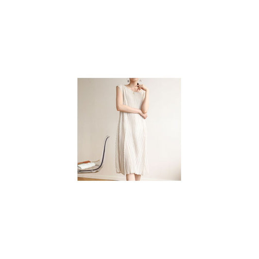 Asaya2076 : Miyake drape pleated round neck skirt