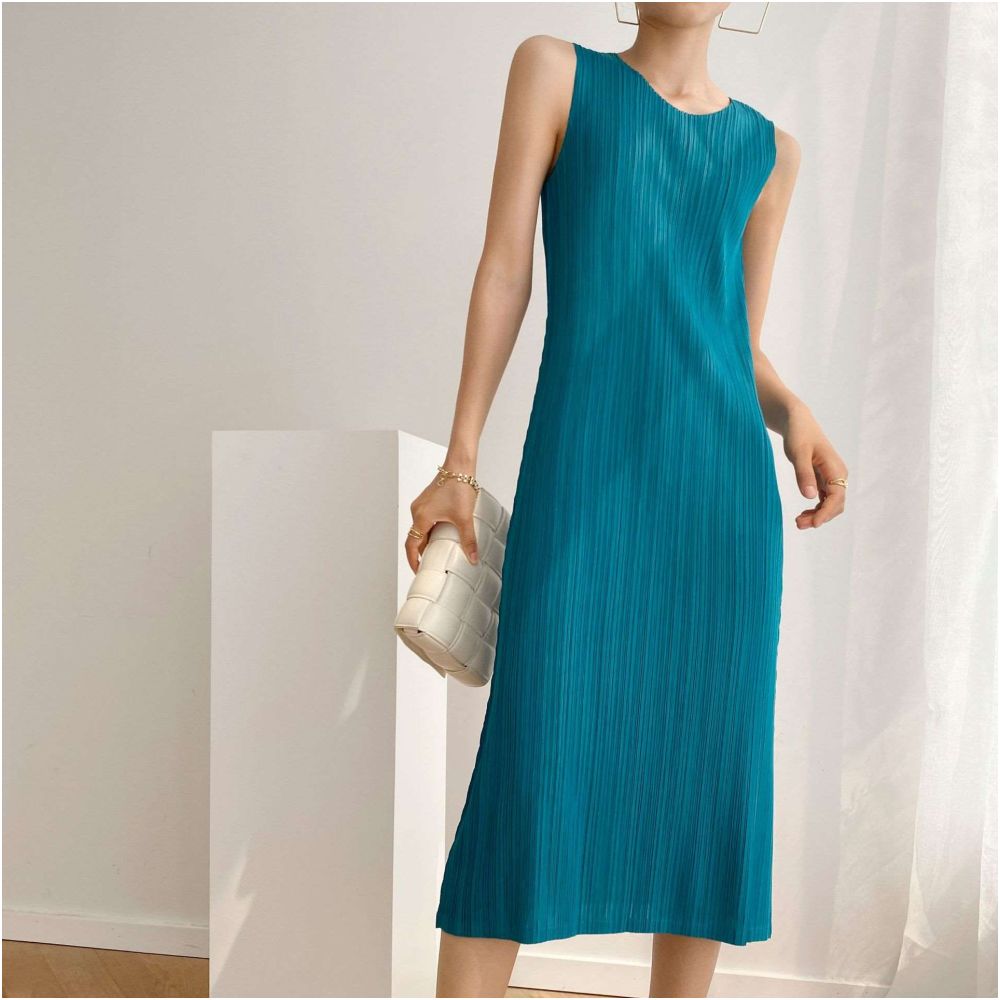 summer ins style Miyake pleated fashion sleeveless figure fl image 2