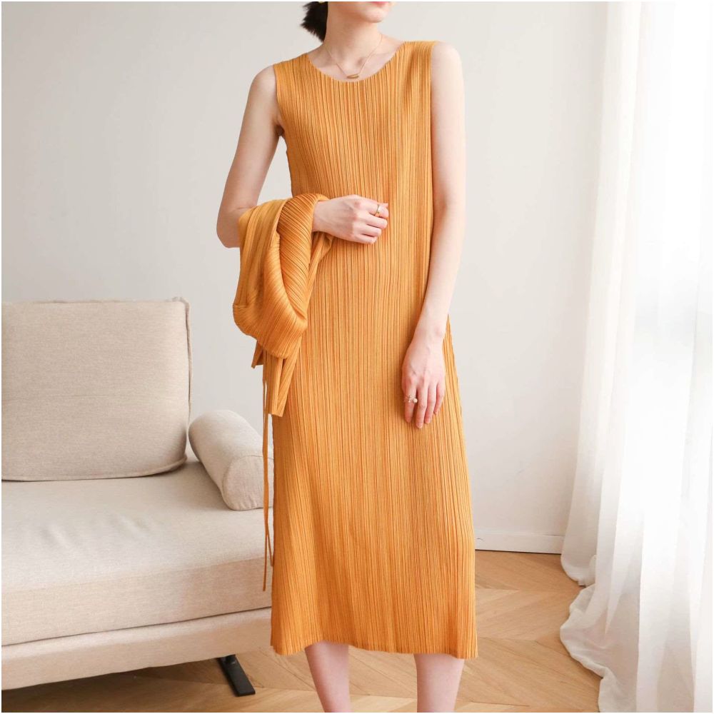 summer ins style Miyake pleated fashion sleeveless figure fl image 4
