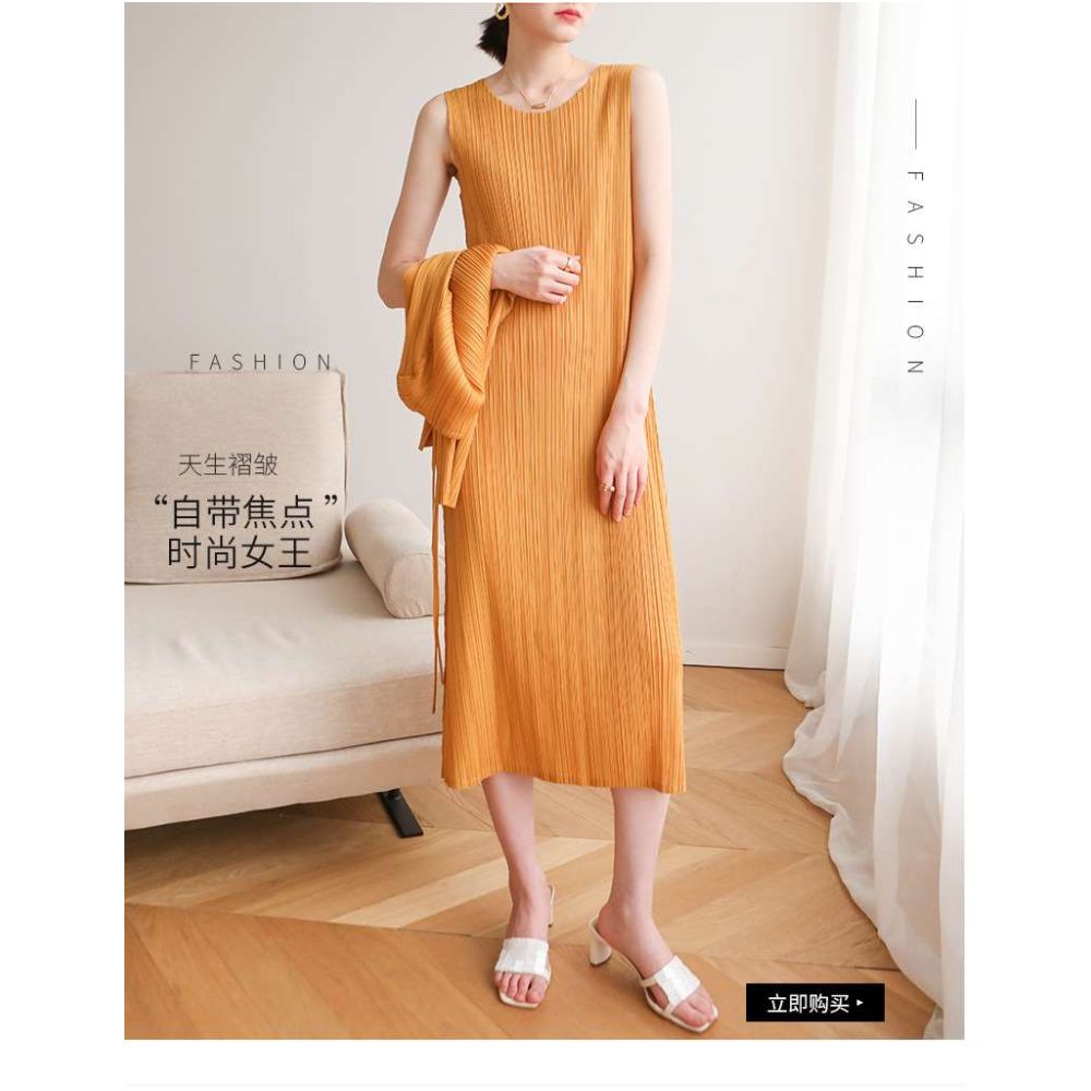 summer ins style Miyake pleated fashion sleeveless figure fl image 11