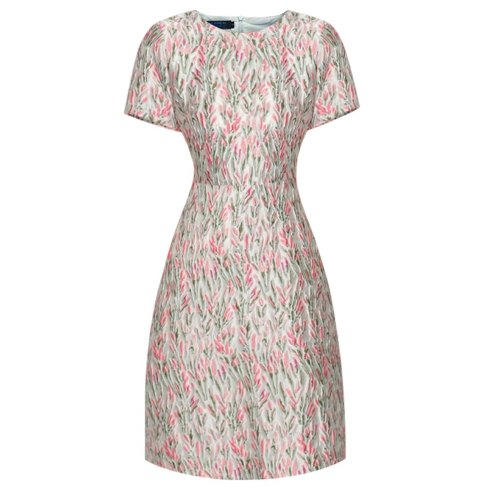 Light luxury imitation Song brocade jacquard heavy industry dress 2808 summer new party vacation small fragrance pink dress image 5