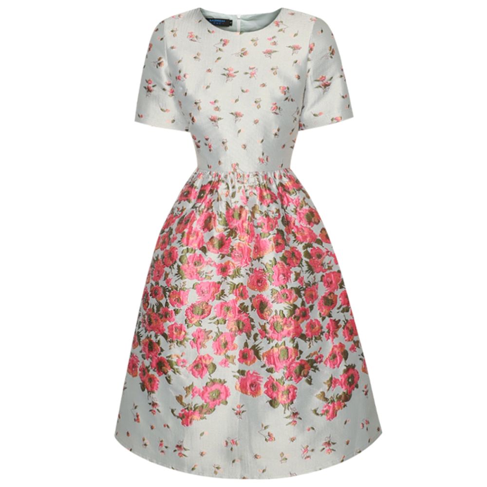 French embossed jacquard high end fabric small fragrance style dress 2804 gentle thousand gold party dress a line skirt summer image 5