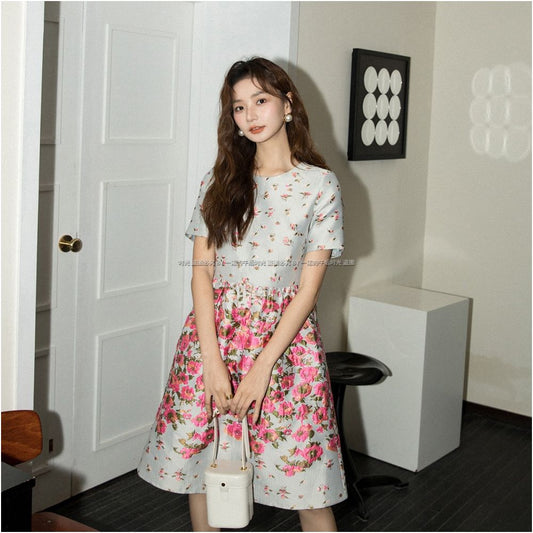 ASAYA 2045 French embossed jacquard high-definition fabric small fragrance dress 2804 gentle daughter party dress a-line skirt summer
