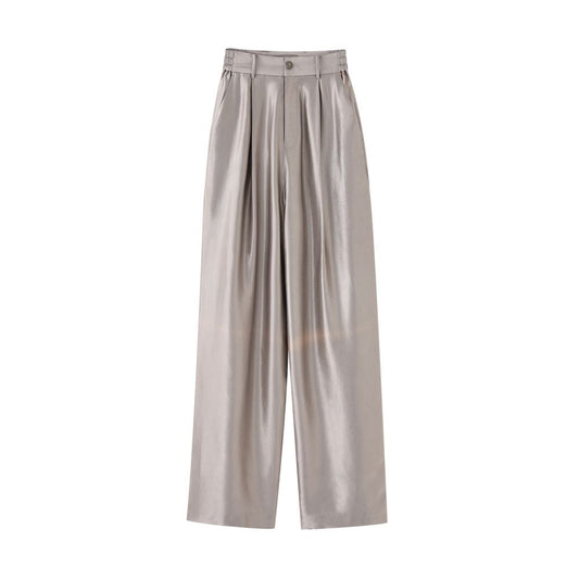 ASAYA2018 COMMON VALUE IMPORTED CREAM CUPRO SWING COLLAR LONG SHIRT TOP + 100% Satin Acetate Long Pants Imported from Japan