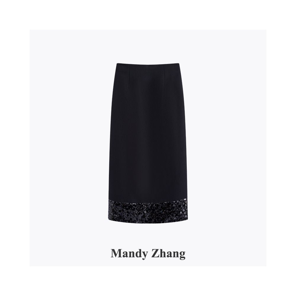 MandyZhang French black sequin patchwork small fragrant style jacket for women s autumn and winter fashion design sense short top image 16
