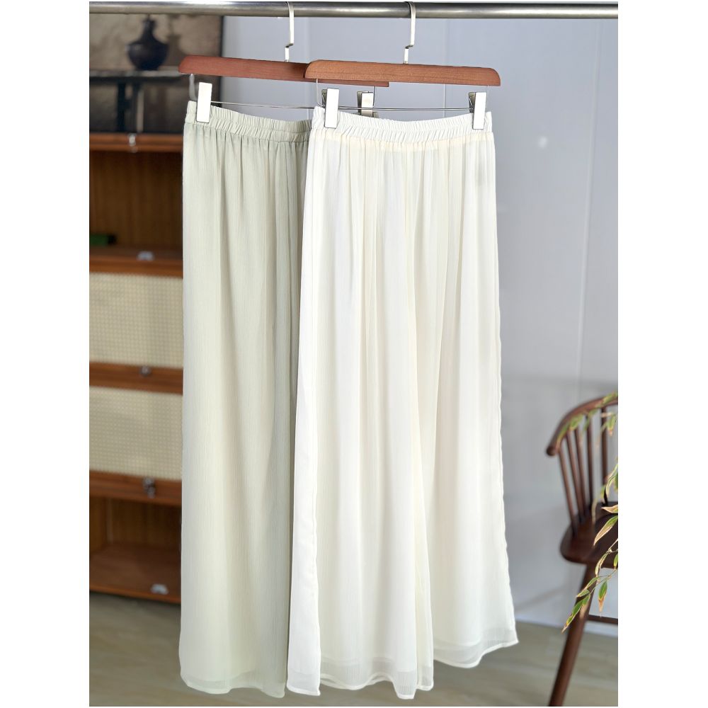 New Chinese style white elegant fairy style wide leg pants for women in summer thin Tencel straight tube hanging down feeling skirt pants casual pants image 3