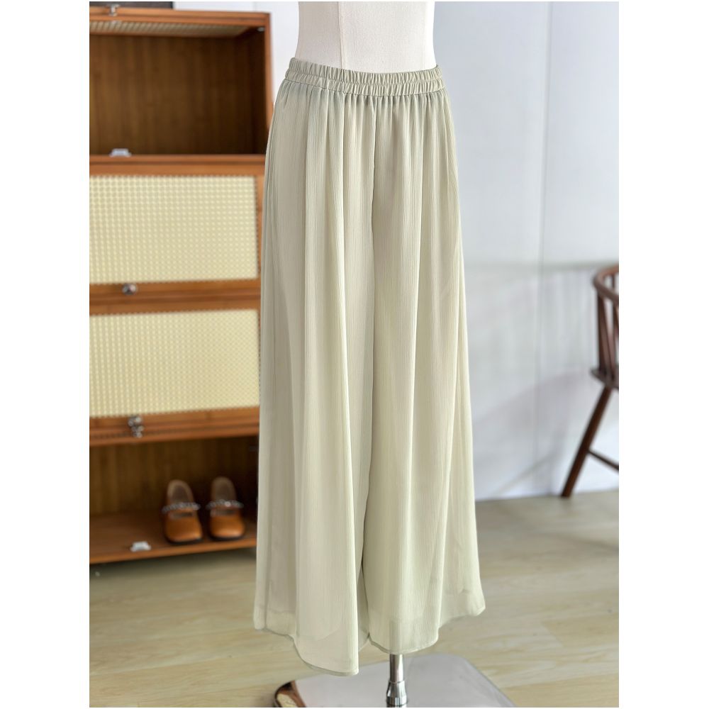New Chinese style white elegant fairy style wide leg pants for women in summer thin Tencel straight tube hanging down feeling skirt pants casual pants image 16