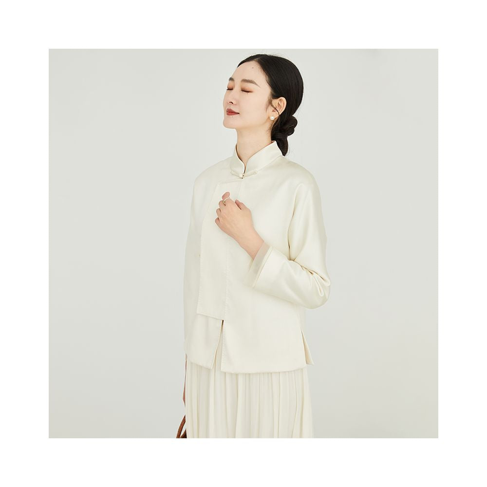 Fuyuntang Ni Miao New Chinese style improved national style top button stand collar spring and autumn pink small jacket women s short style image 19