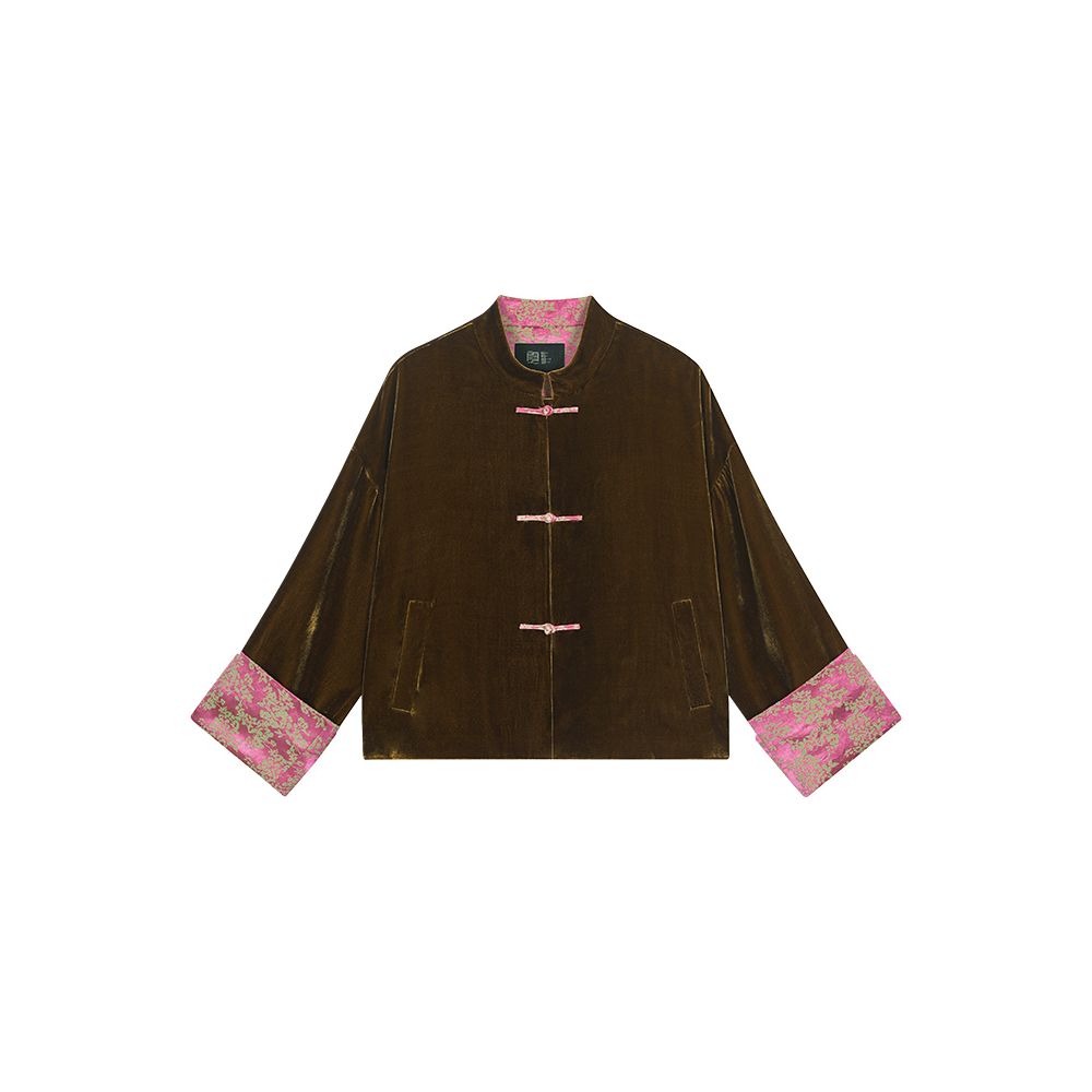 Ruyi Lianyun Spring and Autumn New Silk Velvet Pan Button Short Coat for Women Retro New Chinese Style Loose and Slim Top image 10