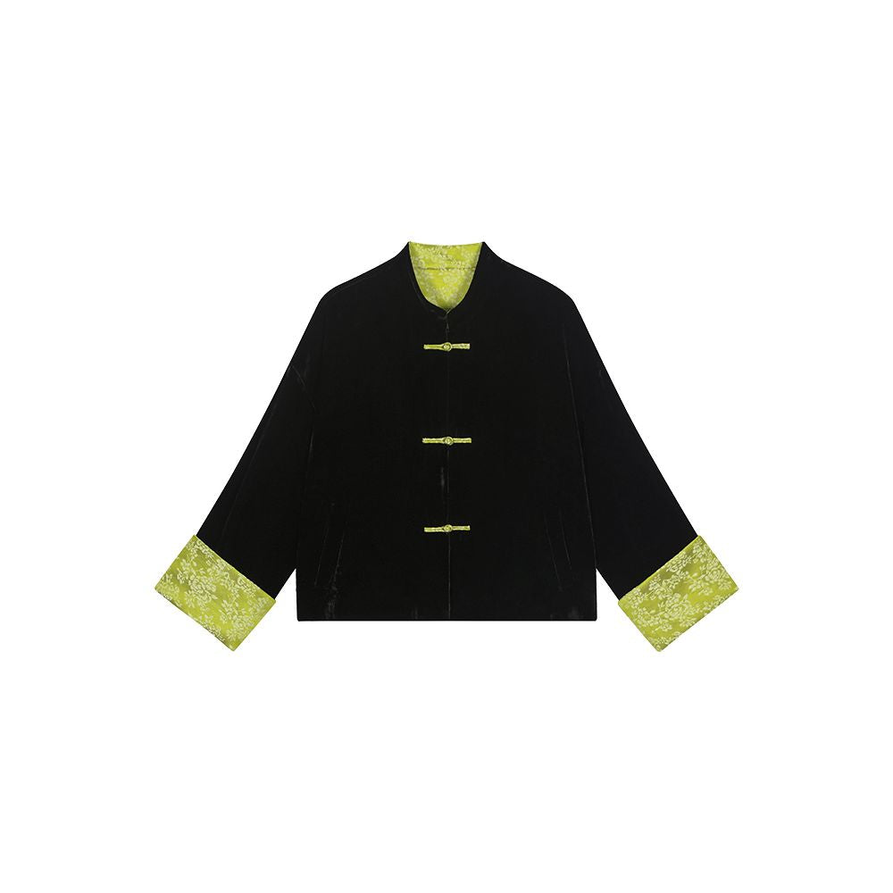 Ruyi Lianyun Spring and Autumn New Silk Velvet Pan Button Short Coat for Women Retro New Chinese Style Loose and Slim Top image 12