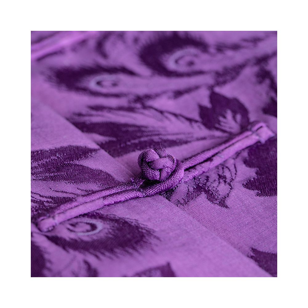 Taozhi Yaoyao 2023 Spring Purple Chinese Style Art Spring and Autumn Standing Collar Sandwich Jacquard Buckle Coat Solid Color Purple image 7