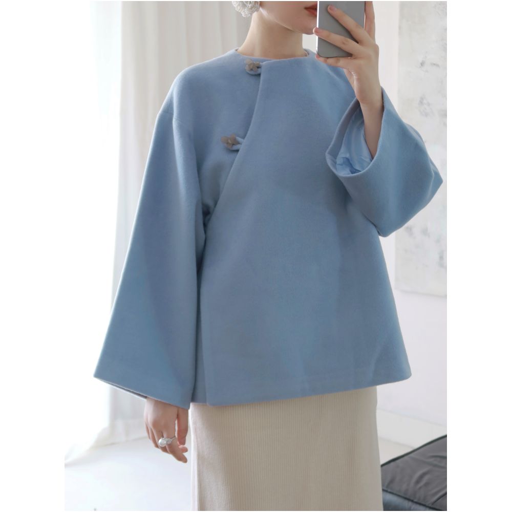 TAORAN women s single sided Chinese style short jacket women s improved short Tang style top new Chinese style woolen top image 4