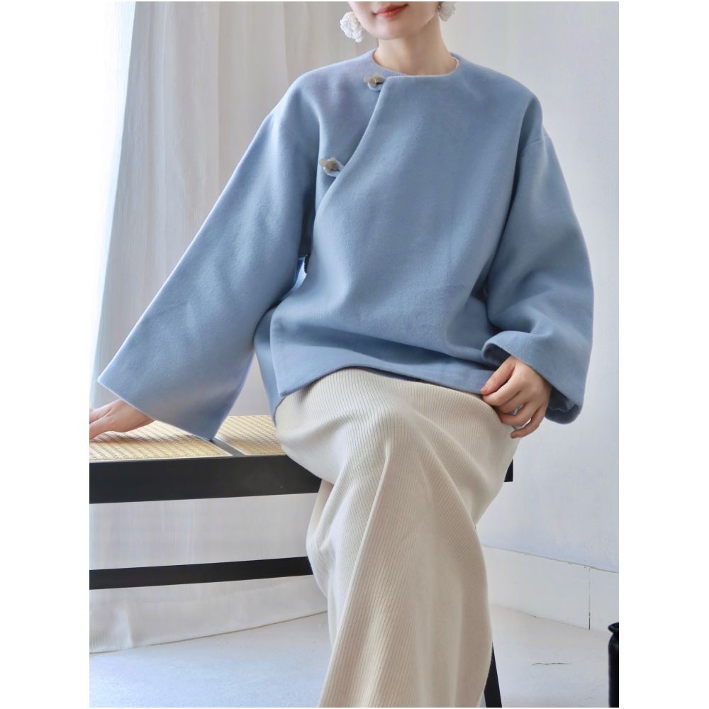 TAORAN women s single sided Chinese style short jacket women s improved short Tang style top new Chinese style woolen top image 0