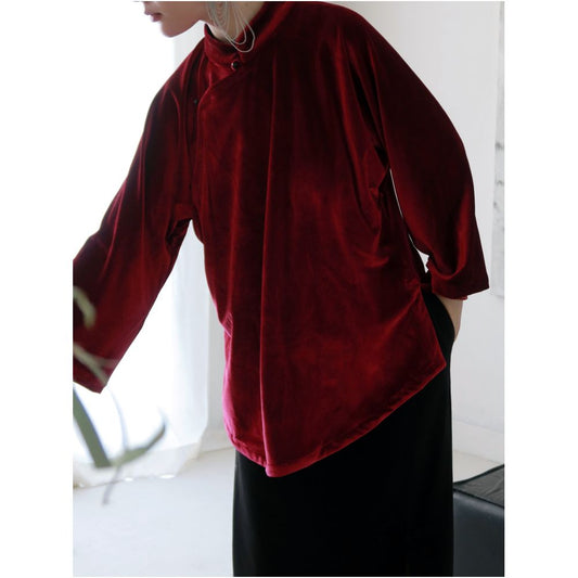 ASAYA4767 – Velvet Rouge Elegance Top 🍷✨