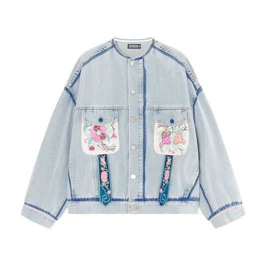 ASAYA4764 – Cloud Blue Embroidered Denim Set ☁️🌸