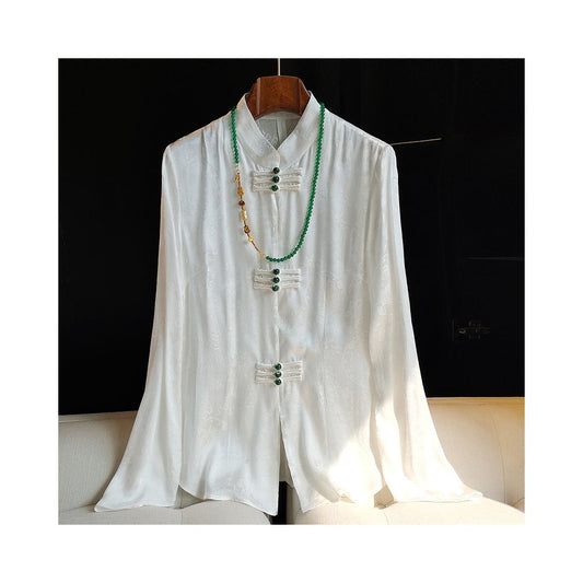 ASAYA1723 Chinese style shirt, loose fit, plain color