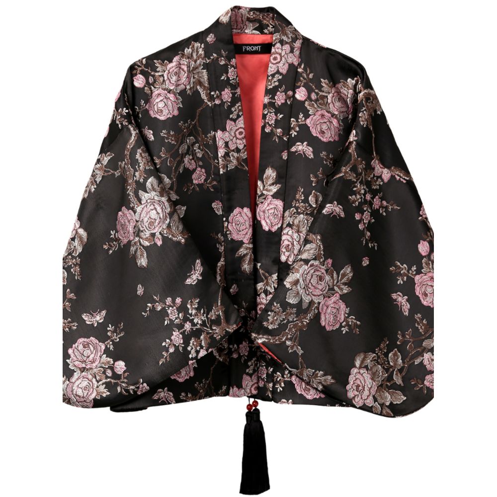Original designer from Jiro women s dark silk and Japanese style improved wide sleeved tassel Tang style short jacket image 5
