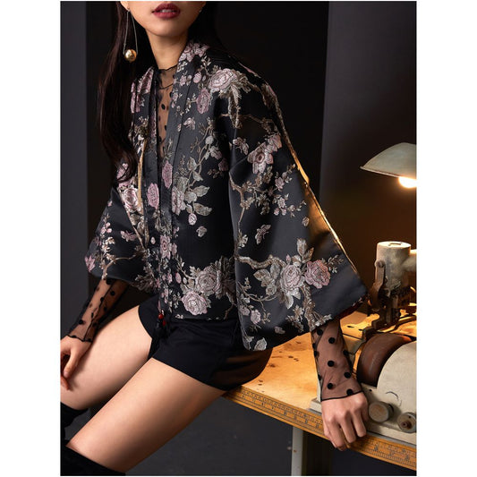 ASAYA1700 Floral kimono style shirt