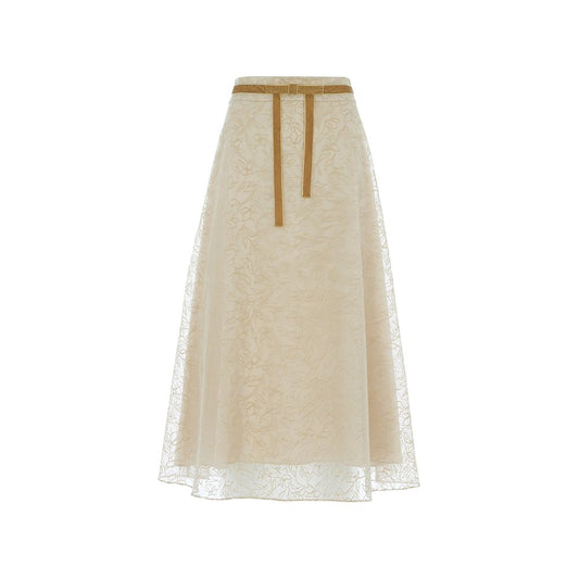 ASAYA1683 Hua Mu Shen Chinese Wind and Snow Spinning Half Skirt Women s New Long High Waist Half Skirt Chinese Improved Lace A line Yarn Skirt