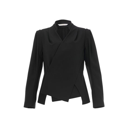 ASAYA1679 Huamu deep Chinese style black jacket design niche women s slanted collar cross collar long sleeve improved Chinese stand collar top