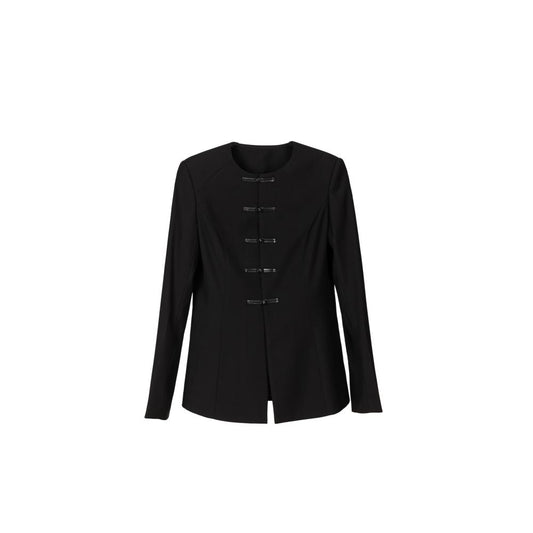 ASAYA1670 VAPOURBURE New Chinese style Pan Button Zhongshan Suit Women s Spring Retro Casual Collarless Slimming Suit Coat