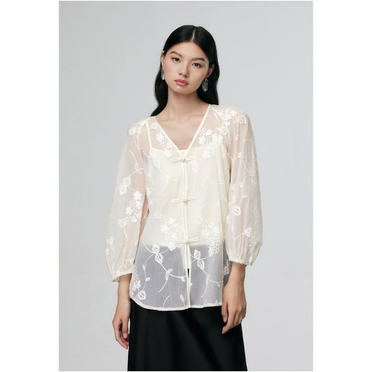 ASAYA4777 – Blossom Sheer Embroidered Top 🌸✨