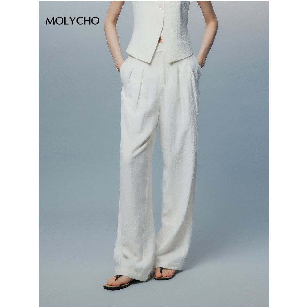 MOLYCHO Daily effortless sleeveless vest wide leg pants casual set relaxed two piece set image 4